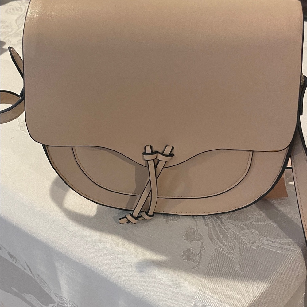 JustFab Chic Tan Crossbody Strap with Black trim